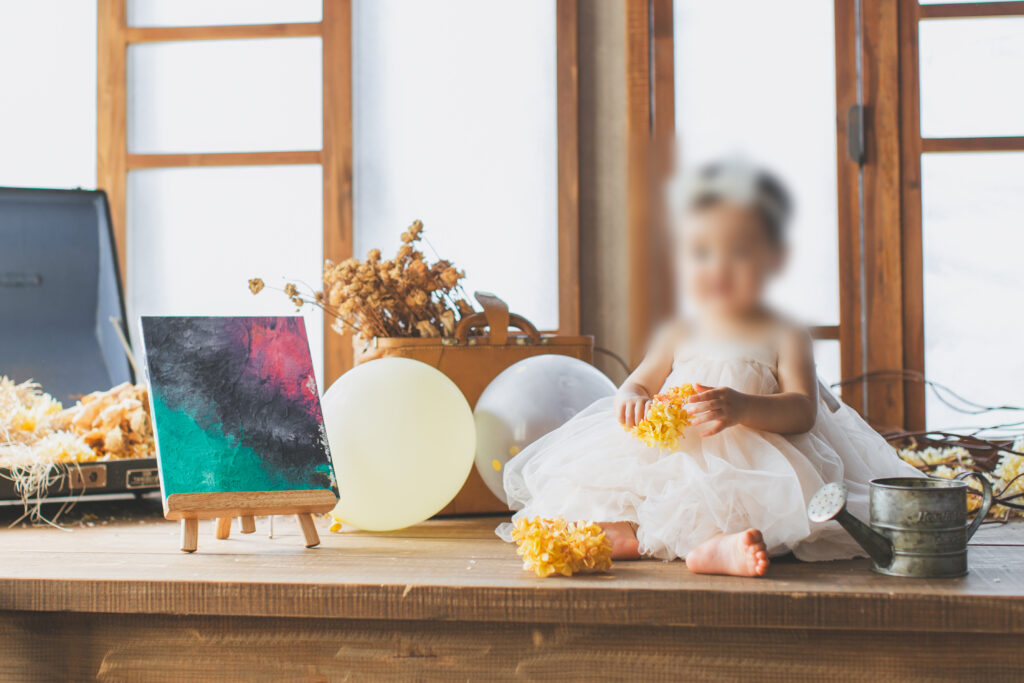 ファーストアートを使用した1歳バースデーフォト