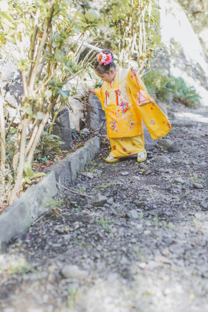 3歳女の子の七五三着物姿（栃木市太平山神社でロケーション撮影）