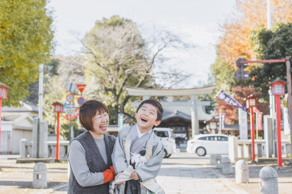 祖父母と合流して撮影した七五三家族写真（栃木県フォトスタジオ）
