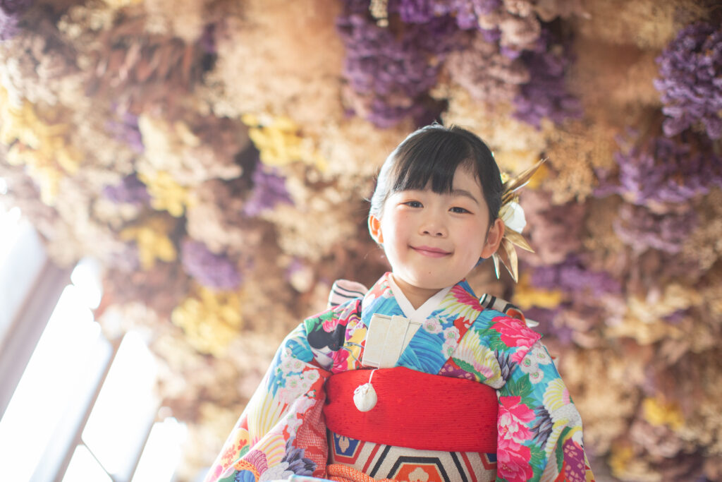 7歳女の子の七五三着物姿（小山市フォトスタジオ）