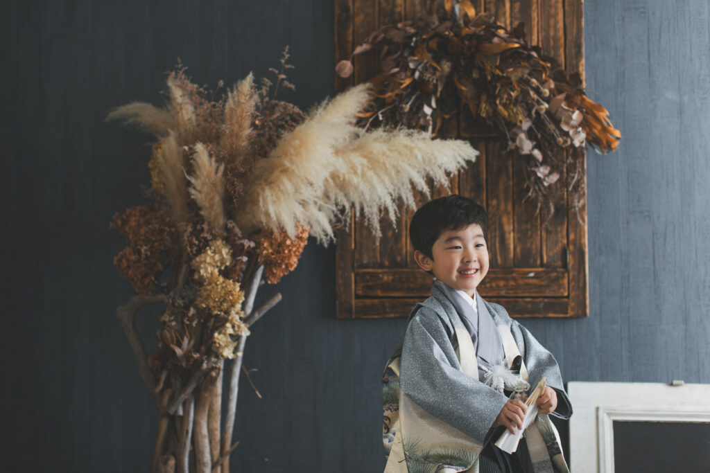 5歳男の子の七五三着物姿（小山市フォトスタジオ撮影）
