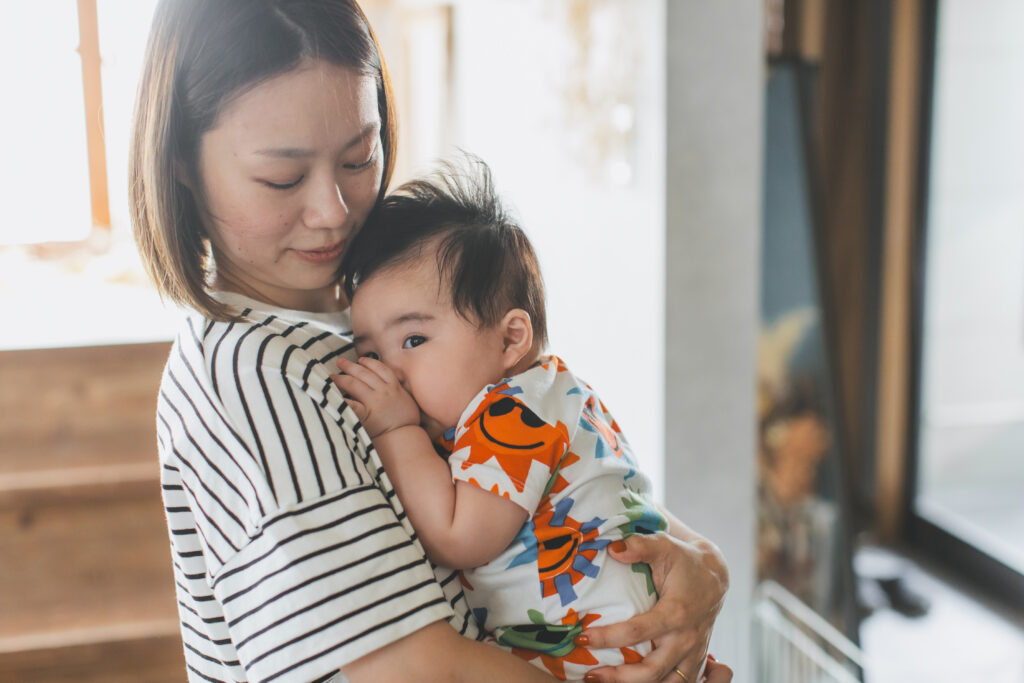 撮影の最後に泣いてしまった4ヶ月男の子のお宮参り写真|小山 写真スタジオ