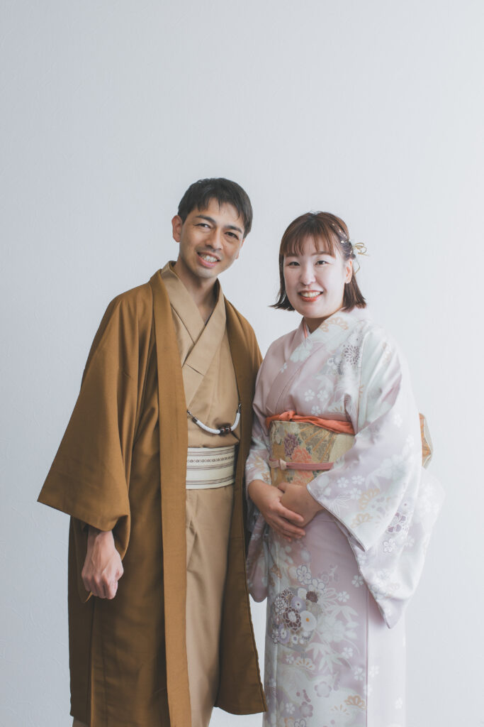 着物姿の夫婦2ショットを撮影した七五三記念写真