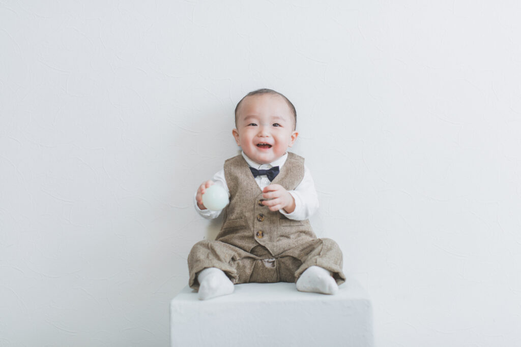 小山 写真スタジオで撮影した1歳男の子のバースデーフォト