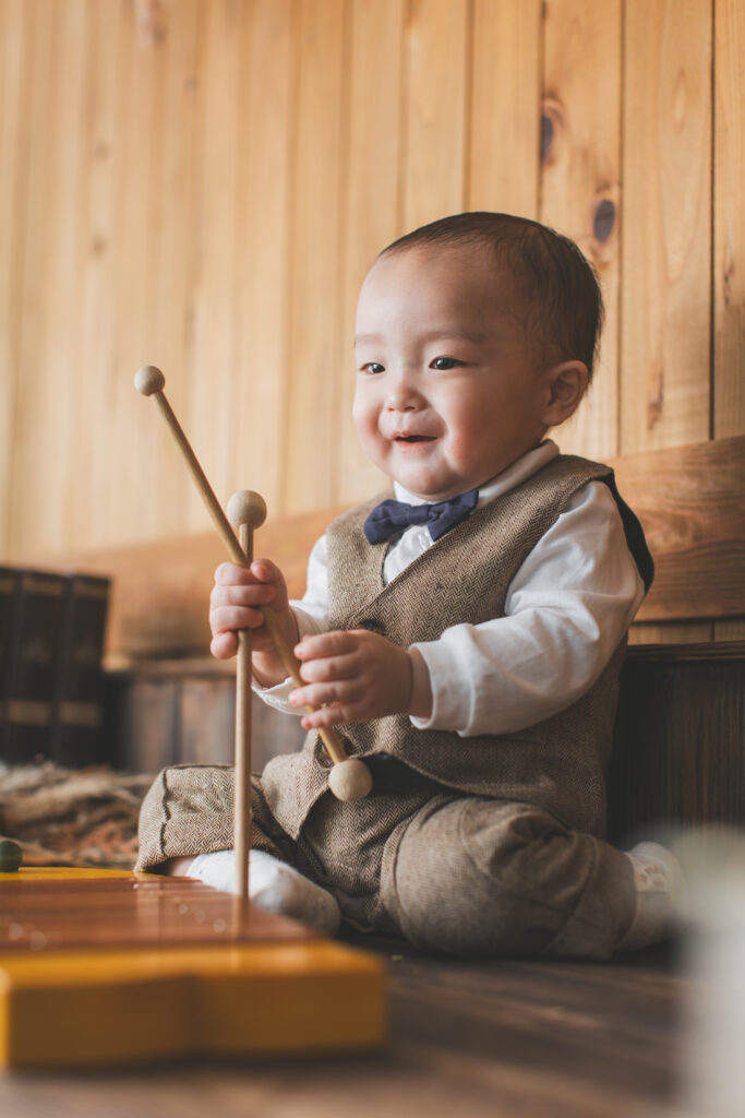 小山 写真スタジオで撮影した1歳男の子のバースデーフォト