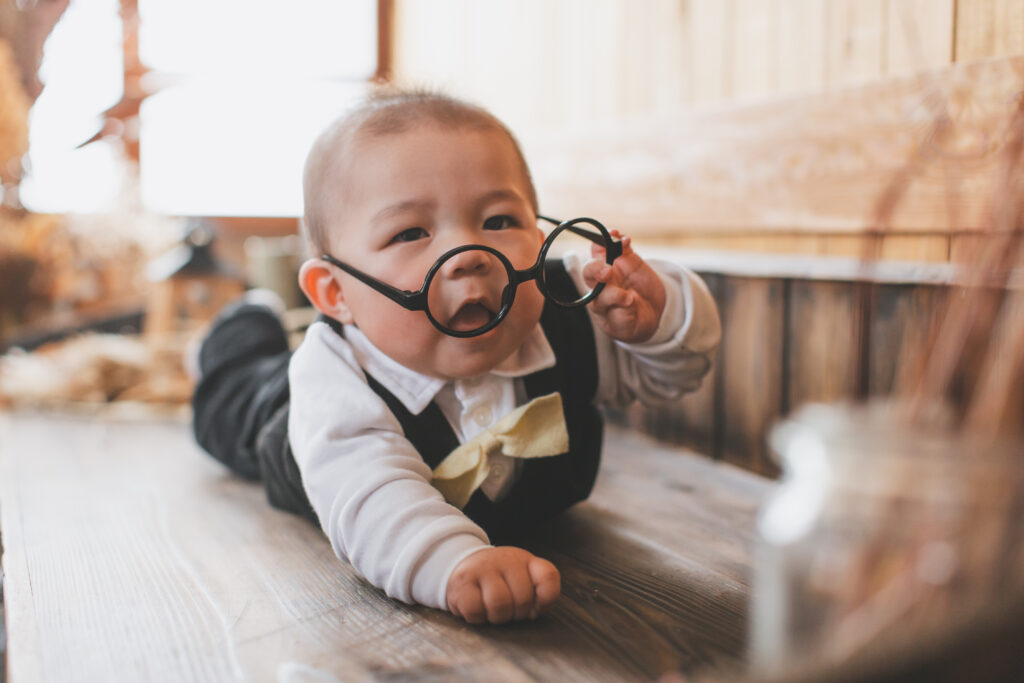 6ヶ月男の子のハーフバースデー写真 フォトスタジオ