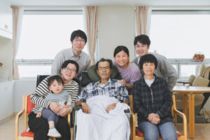 病院で撮影した家族写真