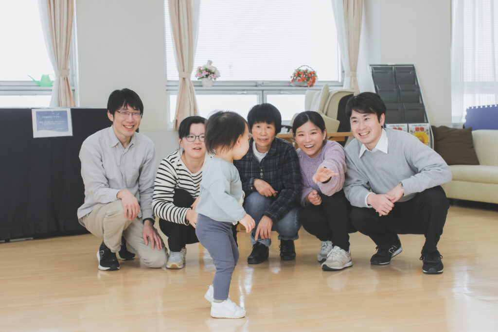 病院で撮影した家族写真