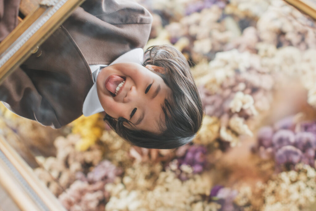 フォトスタジオで撮影した女の子の入園写真