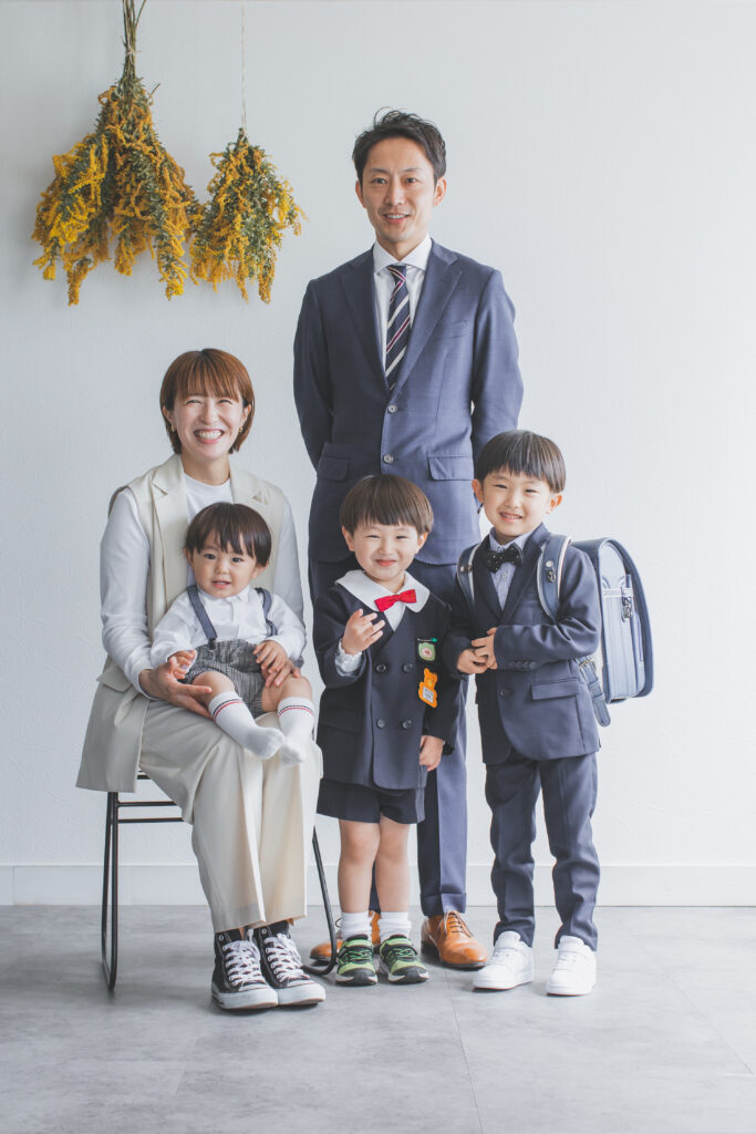 入学記念写真の家族撮影