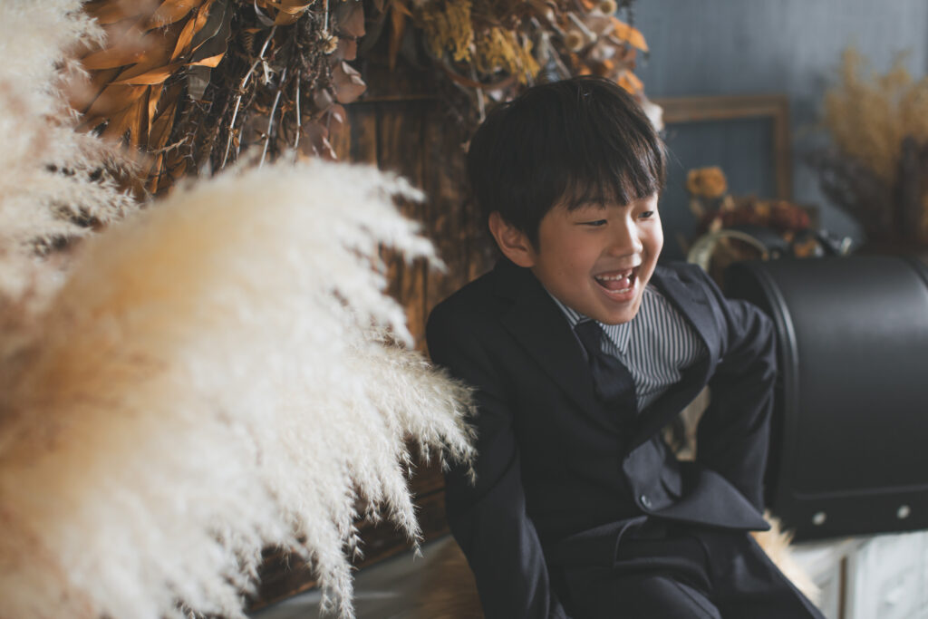 入学記念で撮影した男の子のスタジオ写真