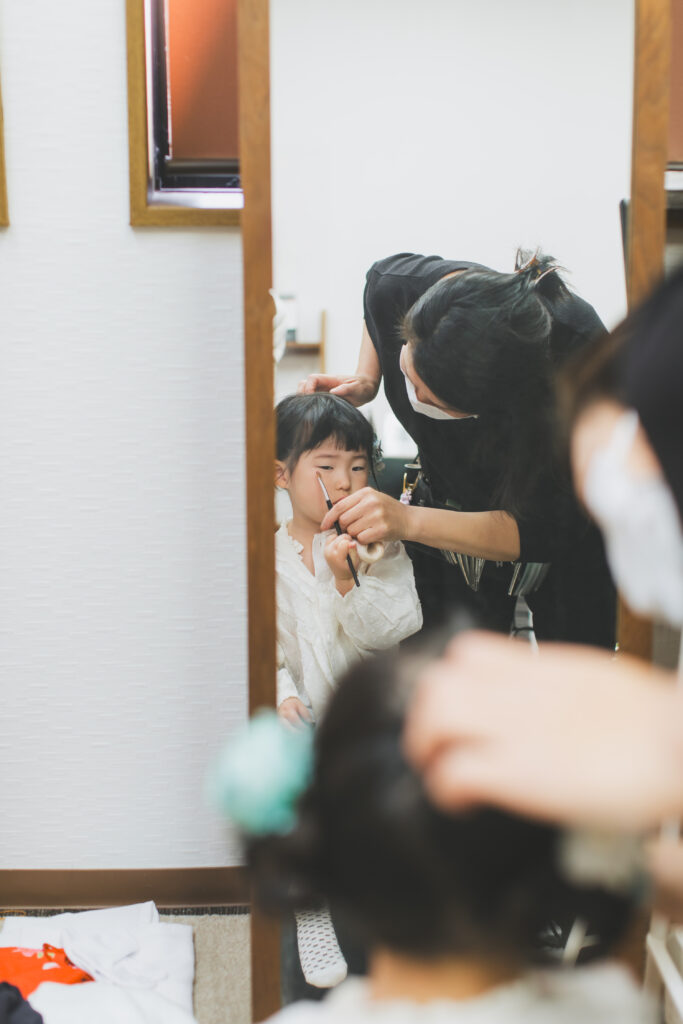 写真館での七五三記念写真