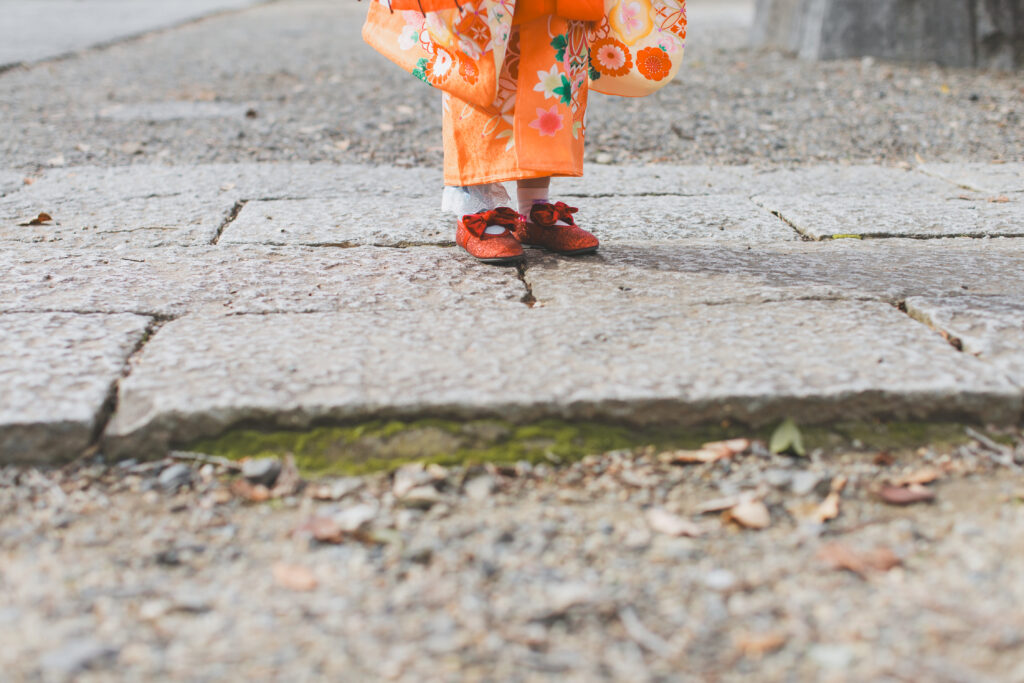 着物姿の3歳七五三写真