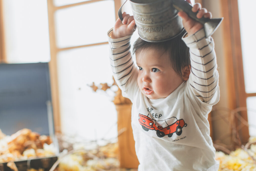 1歳バースデーフォトの男の子
