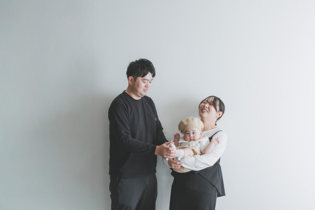 家族3人のハーフバースデー撮影