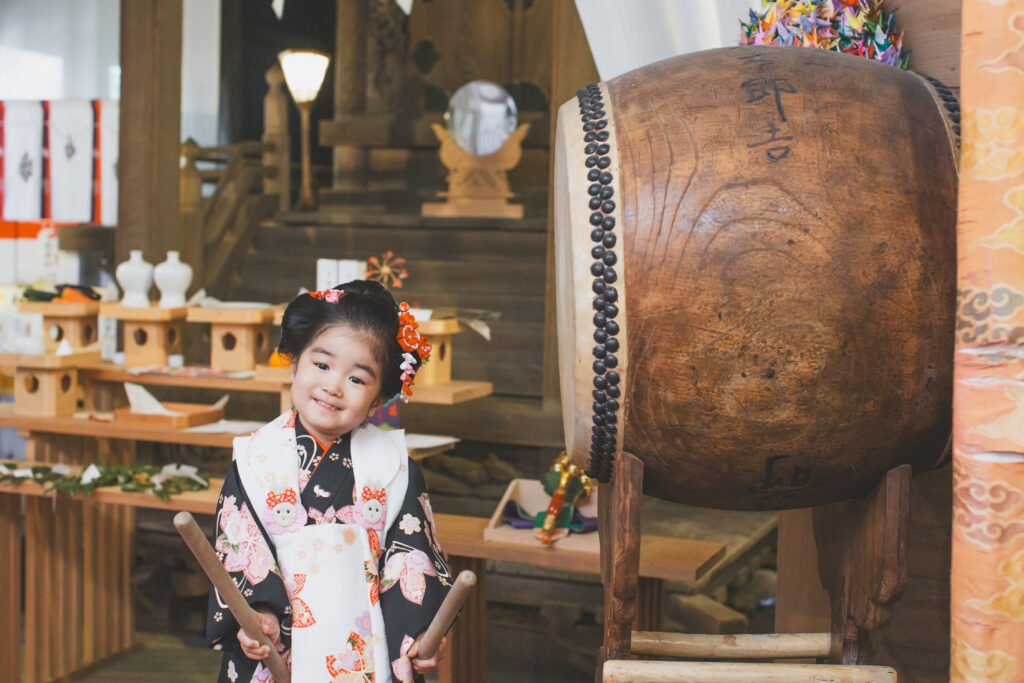 間々田八幡宮での七五三ロケ撮影