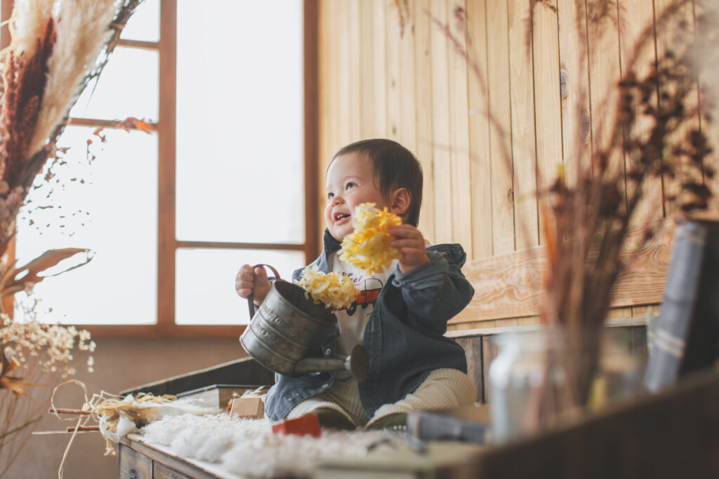 笑顔いっぱいの1歳写真