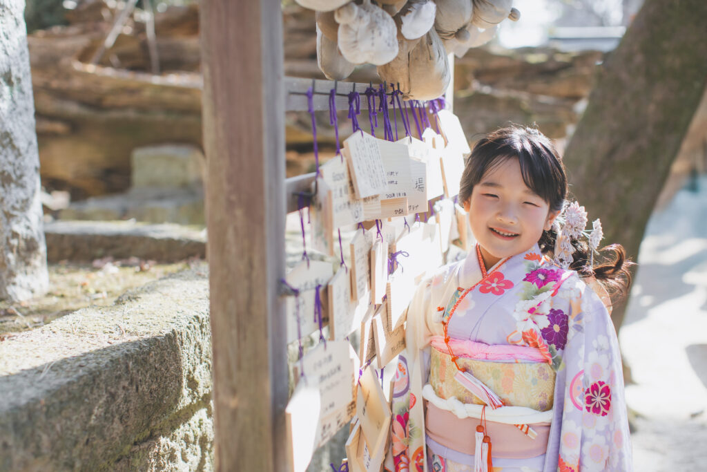 神社での七五三撮影風景