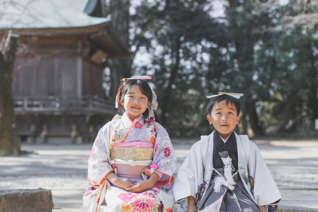 家族での七五三記念写真