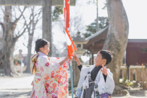 5歳男の子と7歳女の子の七五三写真