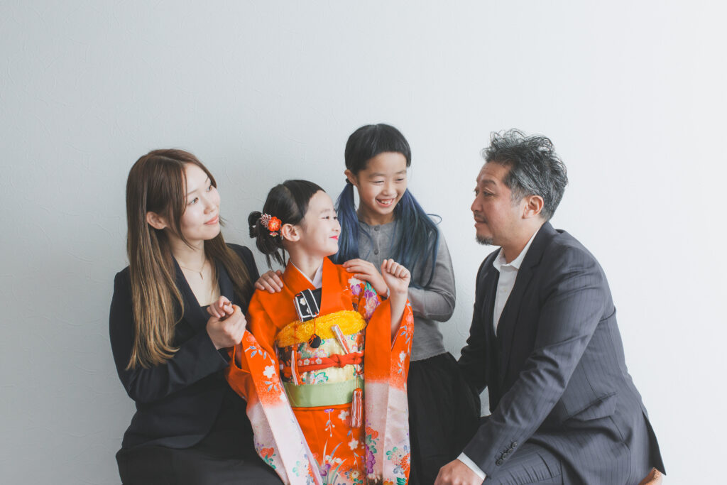 家族での七五三記念写真