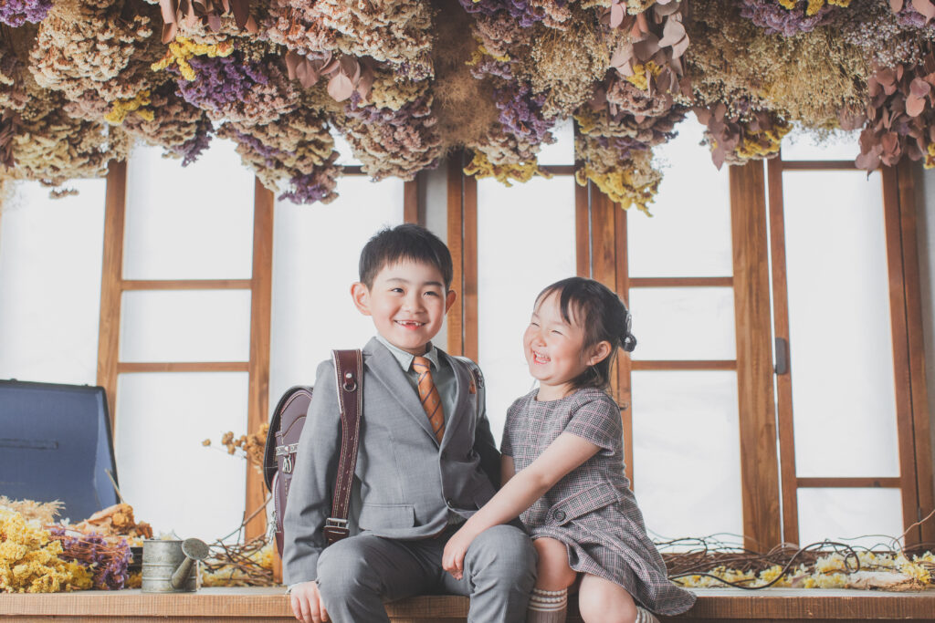 兄妹での入学撮影