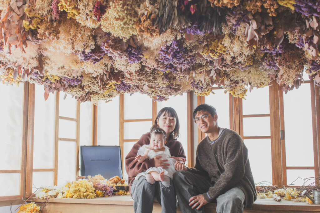 写真館での赤ちゃん撮影