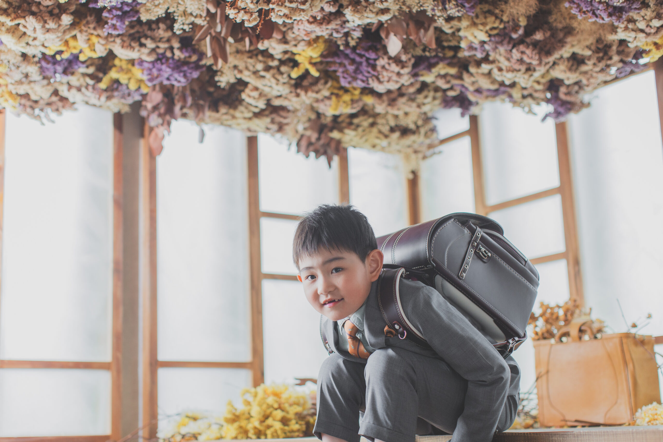 入学記念の男の子の写真