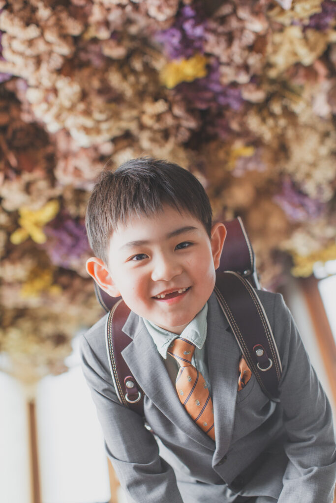 フォトスタジオでの入学撮影