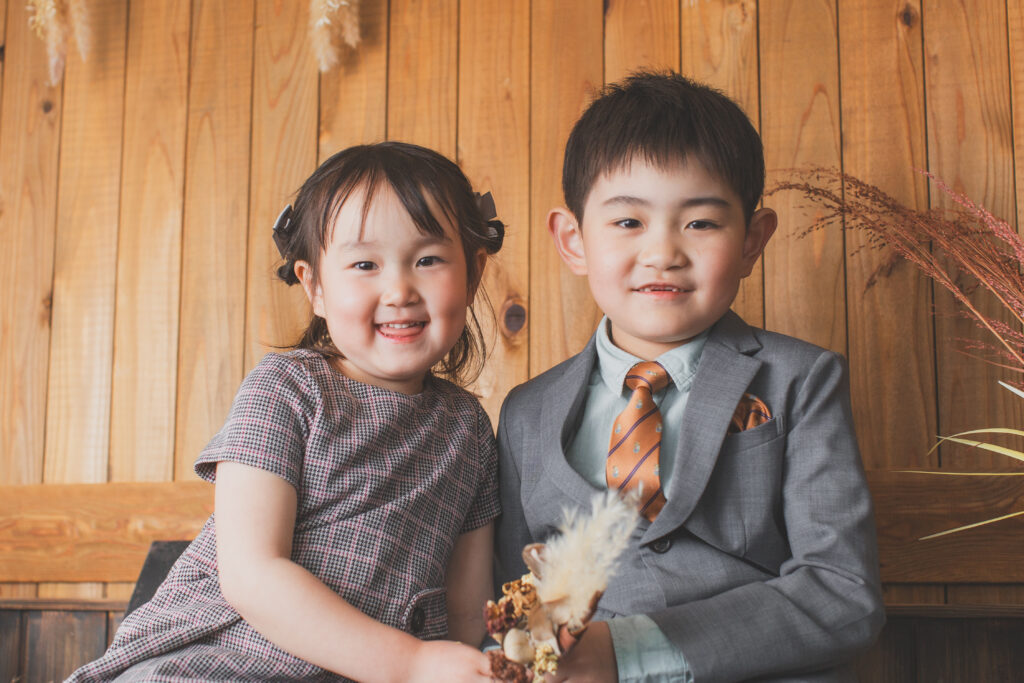 兄妹での入学撮影
