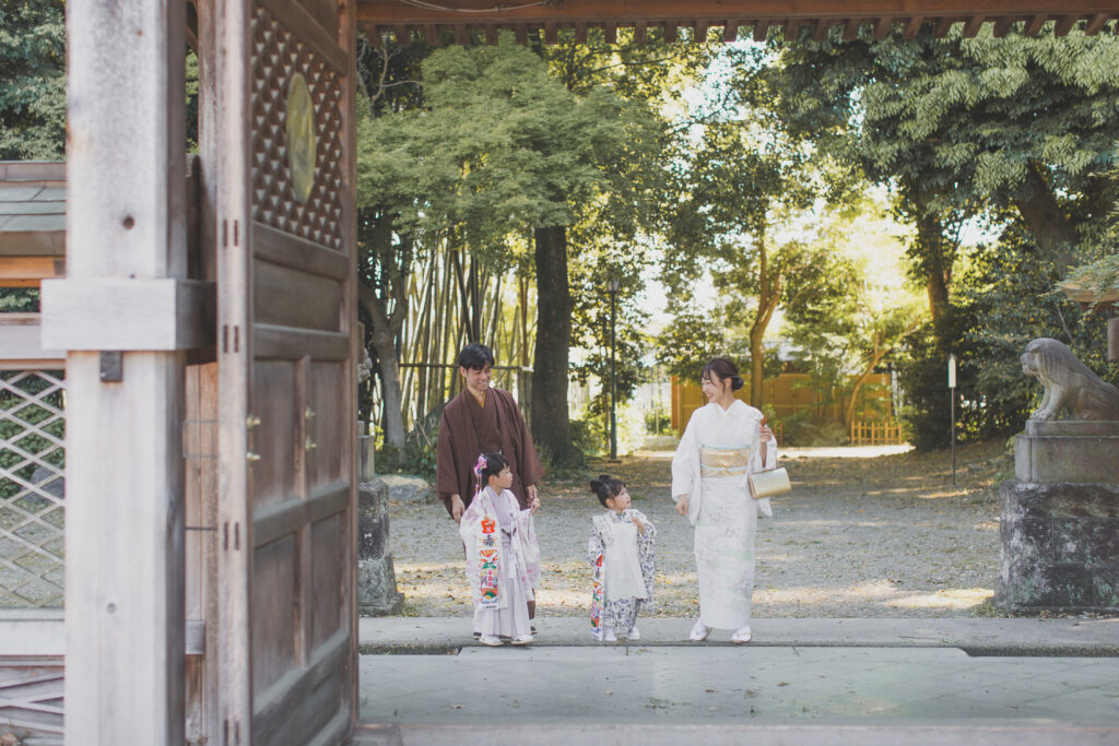 家族着物での七五三写真