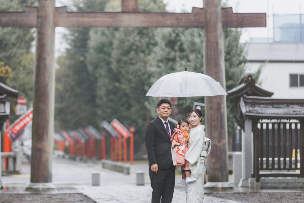 雨の日の七五三ロケーションフォト