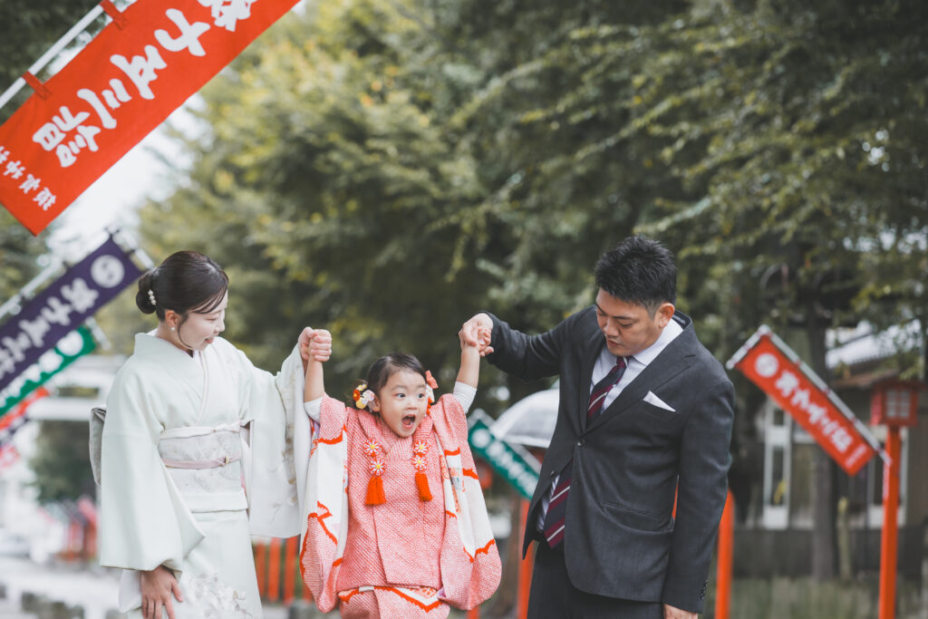 家族で祝う七五三写真